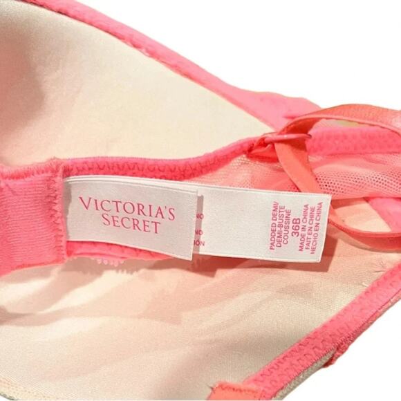 Victoria's Secret Padded Demi Angels Pink/Nude Lace Bra Size 36B NWOT - Picture 9 of 9